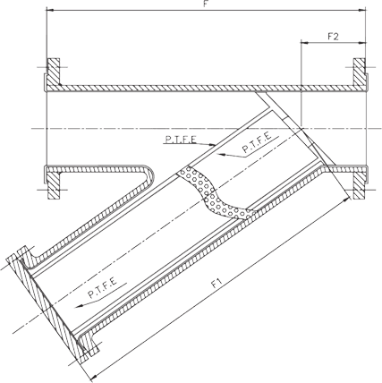 SS 304 Lined Y Type Strainer Dimensions
