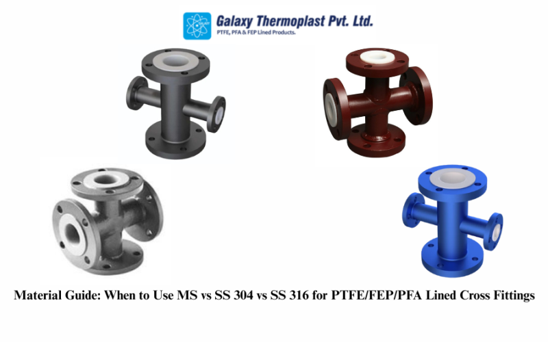 Material Guide: When to Use MS vs SS 304 vs SS 316 for PTFE/FEP/PFA Lined Cross Fittings