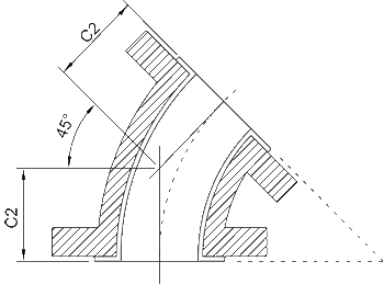 SS 304 Lined 45 Degree Elbow Dimensions