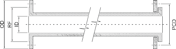 SS 304 Lined Pipe Dimensions