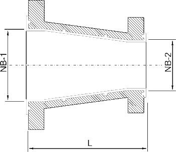 SS 304 Lined Concentric Reducer Dimensions