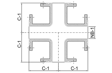 SSS 304 Lined Cross Dimensions SS 304 Lined Cross Dimensions