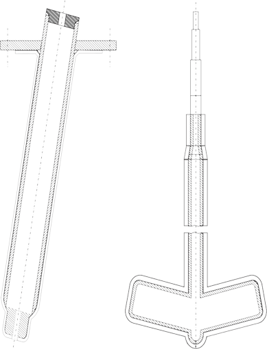 SS 304 Lined Thermowell With Tantalum TIP Dimensions