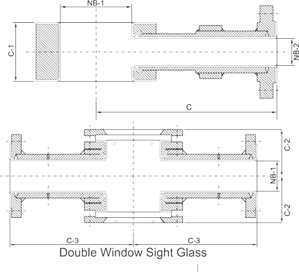 SS 304 Lined Window Sight Glass Dimensions
